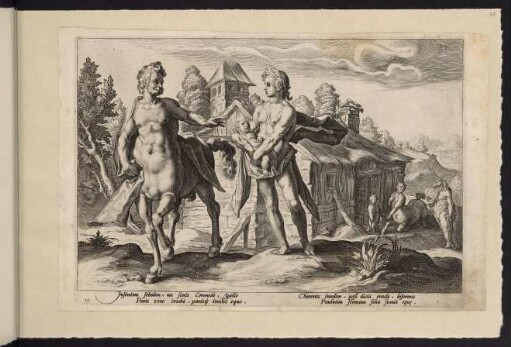 43r-43v, Blatt 15: Apollo übergibt Aesculap dem Zentauren Chiron