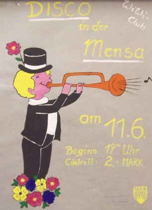 Plakat "Disco in der Mensa am 11.06"