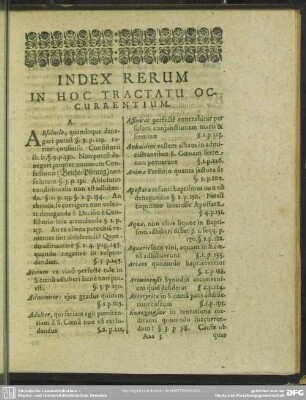 Index Rerum In Hoc Tractatu Occurentium