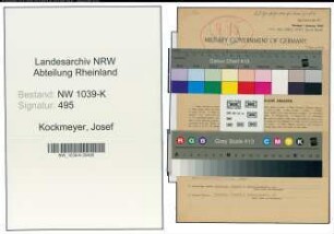 Entnazifizierung Josef Kockmeyer , geb. 15.10.1921 (Angestellter)