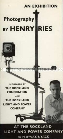 Werbekarte des Fotostudios von Henry Ries, Ankündigung der Ausstellung "Photography by Henry Ries"