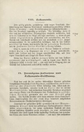 IX. Vermögens-Aufnahme und Testaments-Eröffnung