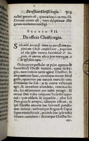 Sectio VII. De officio Christi regio.
