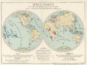 Welt-Karte mit den Angaben der Heimath der in meinem Geschäft geführten Waaren