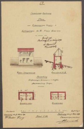 Franz, Wilhelm, Rotgerber Bau eines Wohnhauses und eines Schweine- und Geflügelstalles
