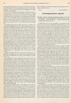 908-909 [Rezension] Herrmann, Gottfried, Lutherische Freikirche in Sachsen