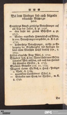 Bei dem Verleger sind auch folgende erbauliche Bücher zuhaben.