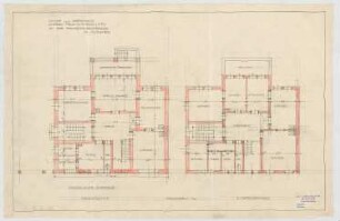 Thiersch, Friedrich von; München; Wohnhausneubau Lipps - Grundriss EG, Grundriss 1. OG