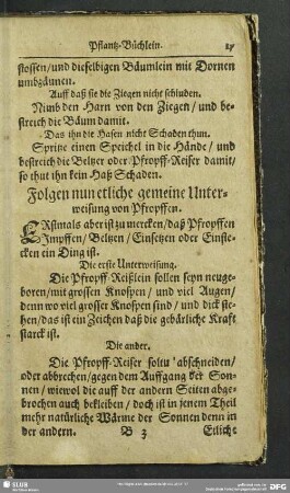 Folgen nun etliche gemeine Unterweisungen von Pfropffen
