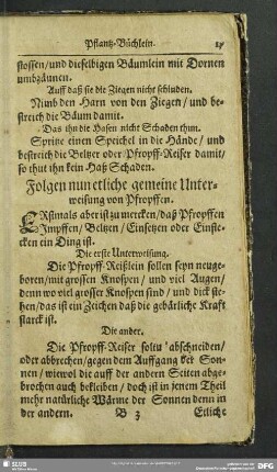 Folgen nun etliche gemeine Unterweisungen von Pfropffen