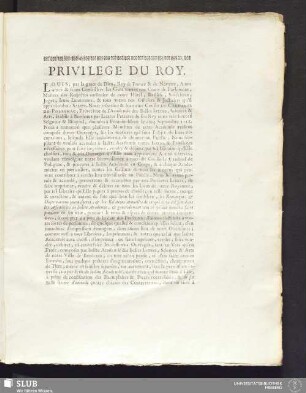 Privilege du Roy