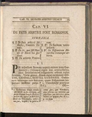 Cap. VI. De Fatis Arbitrii Post Romanos