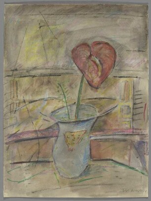 Vase mit Blumen (Anthurium)