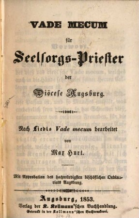 Vade mecum für Seelsorgs-Priester der Diöcese Augsburg