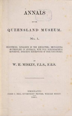 Annals of the Queensland Museum. 1. 1891