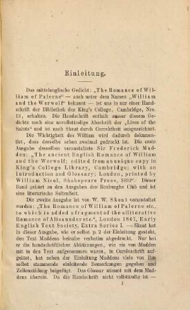 Sprache und Dialekt des mittelenglischen Gedichtes William of Palerne : ein Beitrag zur mittelenglischen Grammatik