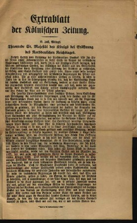 Kölnische Zeitung Extrablätter / 1870/71
