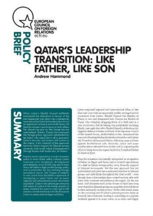 Qatar's leadership transition : like father, like son