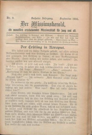 Nr. 9. Sechster Jahrgang. September 1906.