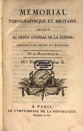 Mémorial topographique et militaire, 2. 1802/03 = XI [Franz. Revolution]