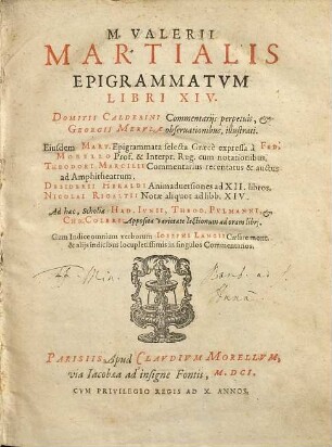 M. Valerii Martialis epigrammatvm libris XIV