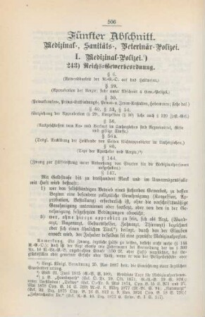 Fünfter Abschnitt. Medizinal-, Sanitäts-, Veterinär-Polizei.