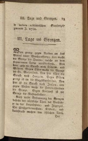 III. Lage und Grenzen.