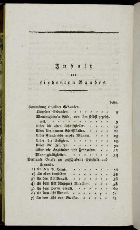 Inhalt des siebenten Bandes.