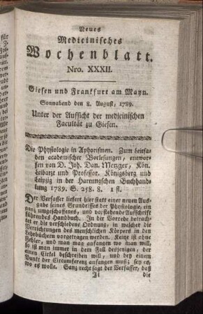 Nro. XXXII. Sonnabend den 8. August, 1789.
