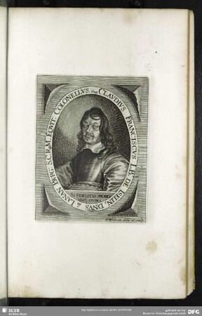 Claudius Franciscus L.B. De Iselin Dn.us de Lanan Burg: S.C.Rq[ue] M. Equit: Colonellus. 1649.