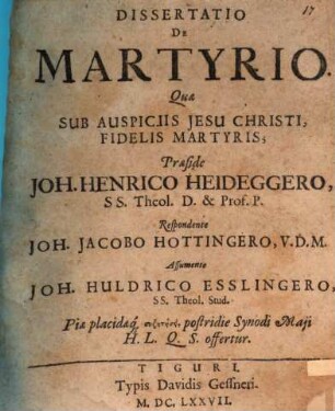 Diss. de martyrio