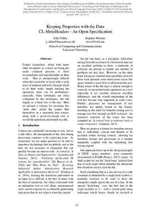 Keeping Properties with the Data CL-MetaHeaders - An Open Specification