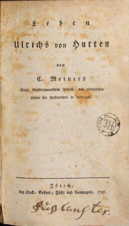 Leben Ulrichs von Hutten