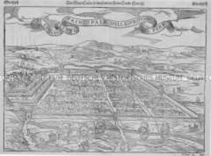 Cuzco in Peru, Stadtansicht (Doppelseite aus Münster/Cosmographia)