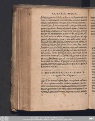 De Signis Corruptionis virginitatis. Caput 9.