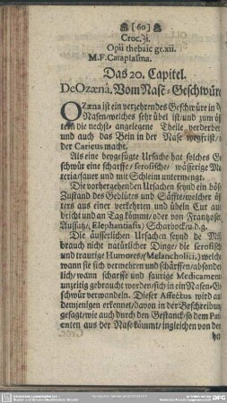 Das 20. Capitel. De Ozaena. Vom Nase[n]-Geschwüre