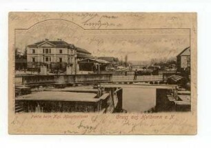 "Gruß aus Heilbronn"; Partie beim kgl. Hauptzollamt" - Wilhelmskanal und Schleuse"