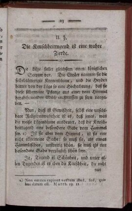 §. II. Die Keuschheittugend ist eine wahre Zierde.