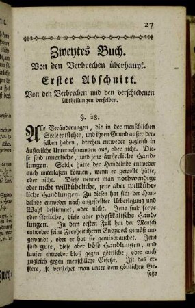 Zweytes Buch. Von den Verbrechen überhaupt.