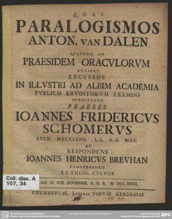 Paralogismos Anton. van Dalen