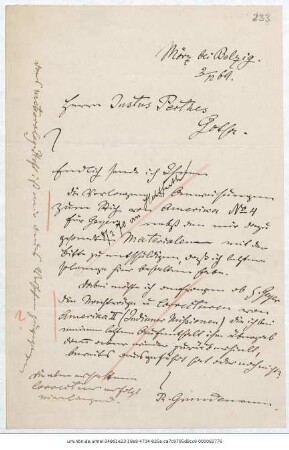 Brief von Reinhold Grundemann an Justus Perthes' Geographische Anstalt  : Mörz bei Belzig, 02.12.1869