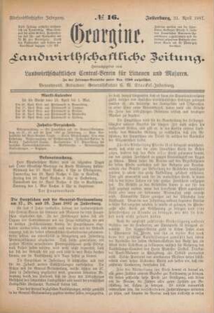 Fünfundfünfzigster Jahrgang. No. 16. Insterburg, 21. April 1887.