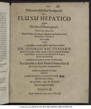 Disputatio Medica Inauguralis De Fluxu Hepatico