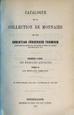 Catalogue de la collection de monnaies de feu Christian Jürgensen Thomsen, I,2
