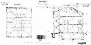 Lauda: Wohngebäude und Wagenremise Grundriß Dachgechoß,Querschnitt (mit FU)