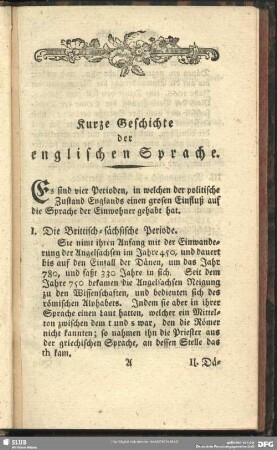 Kurze Geschichte der englischen Sprache
