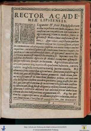 Rector Academiae Lipsiensis.