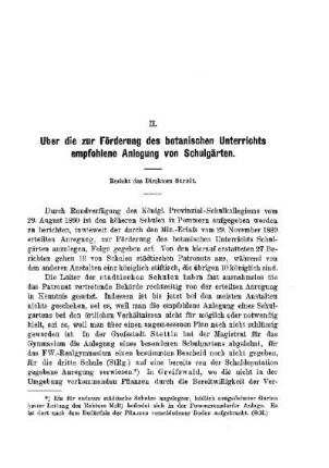 Über die zur Förderung des botanischen Unterrichts empfohlene Anlegung von Schulgärten