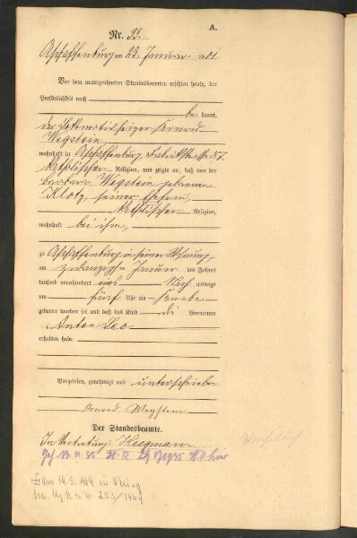 Standesamtsbuch der Stadt Aschaffenburg: Geburten 365/1900 - 184/1901