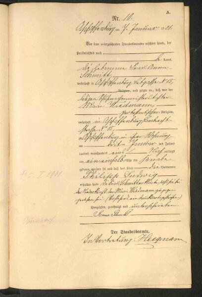 Standesamtsbuch der Stadt Aschaffenburg: Geburten 365/1900 - 184/1901